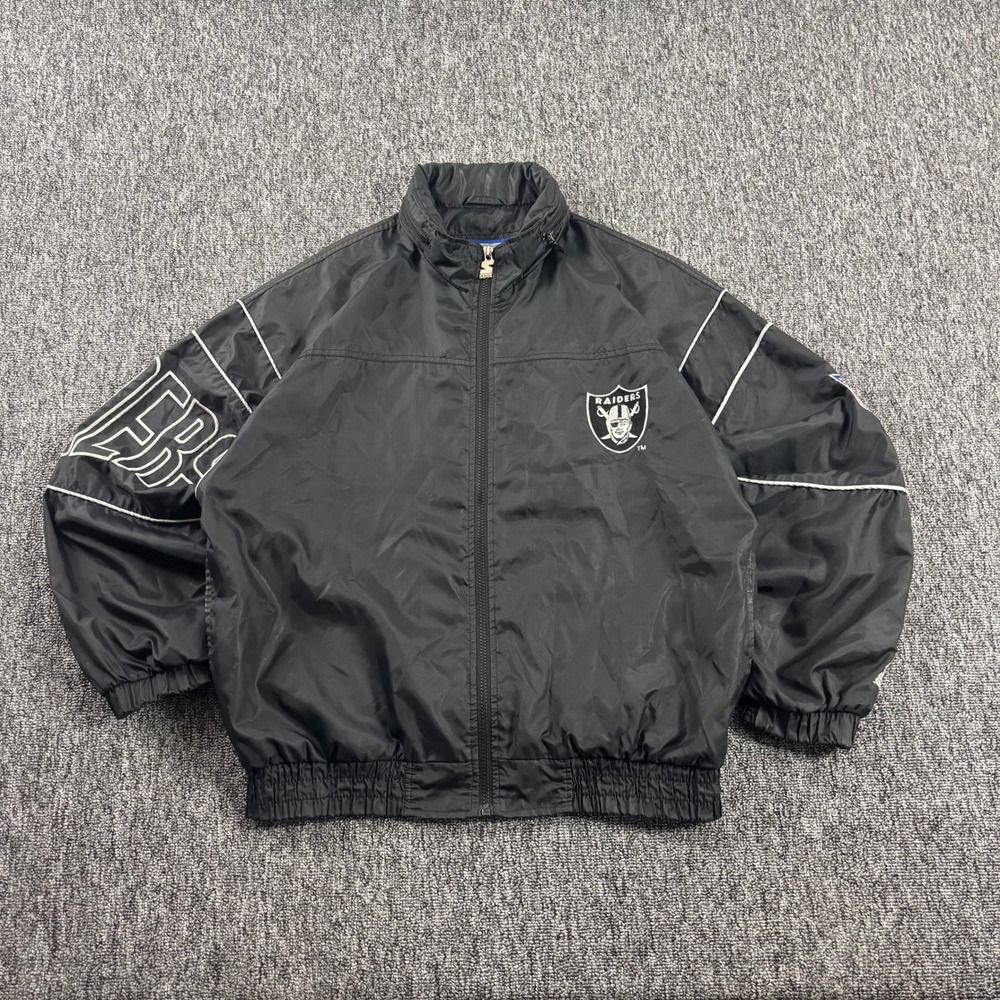 Vintage 90s Starter Oakland Raiders NFL Jacket Spell Out Made in Korea Men XL